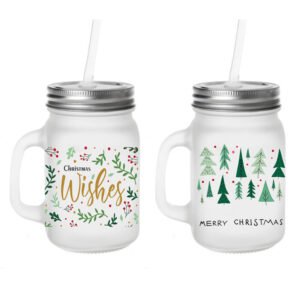 16oz Glass Mason Jar Cups with Handle, Lid & Straw - Bulk Customizable Drinkware for Parties & Event