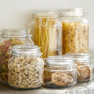 Airtight Glass Coffee Canister with Clamp Lid - Honey Jar Storage Container Set with Secure Locking System for Kitchen Pantry