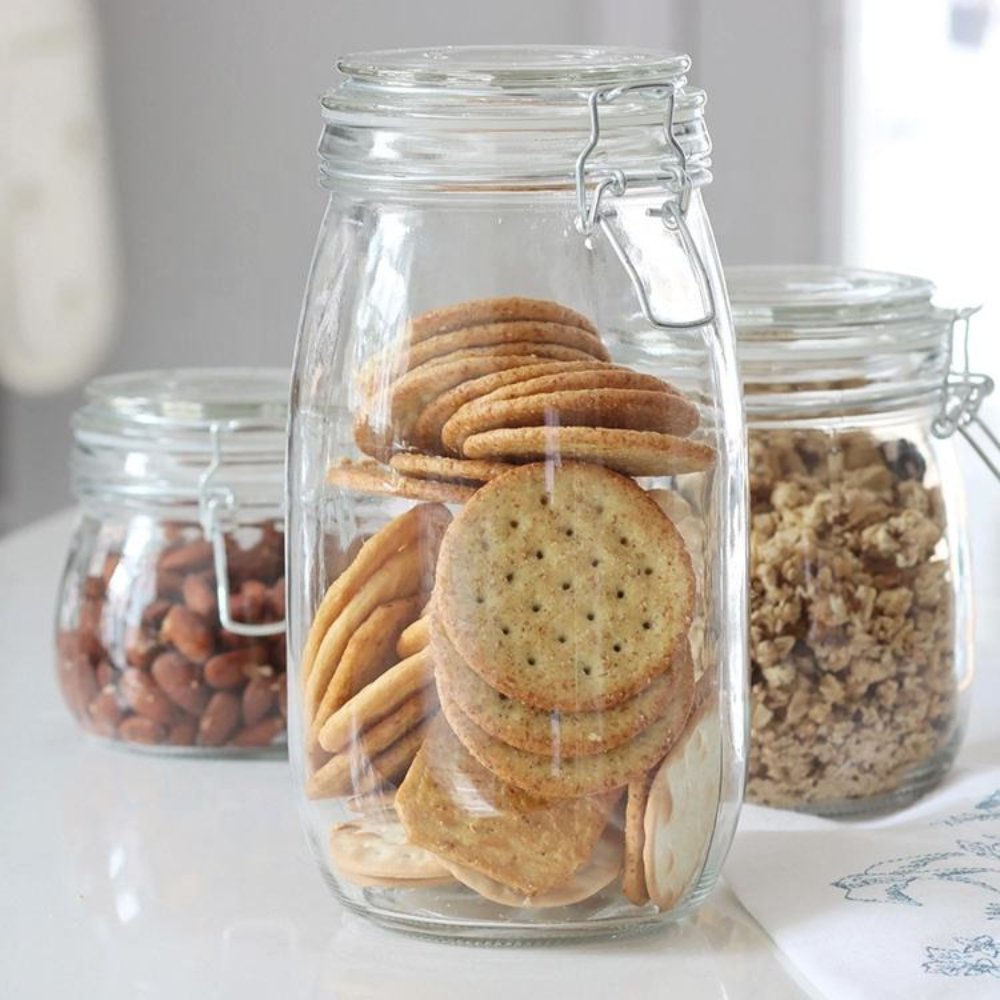 Airtight Glass Coffee Canister with Clamp Lid - Honey Jar Storage Container Set with Secure Locking System for Kitchen Pantry - Image 4