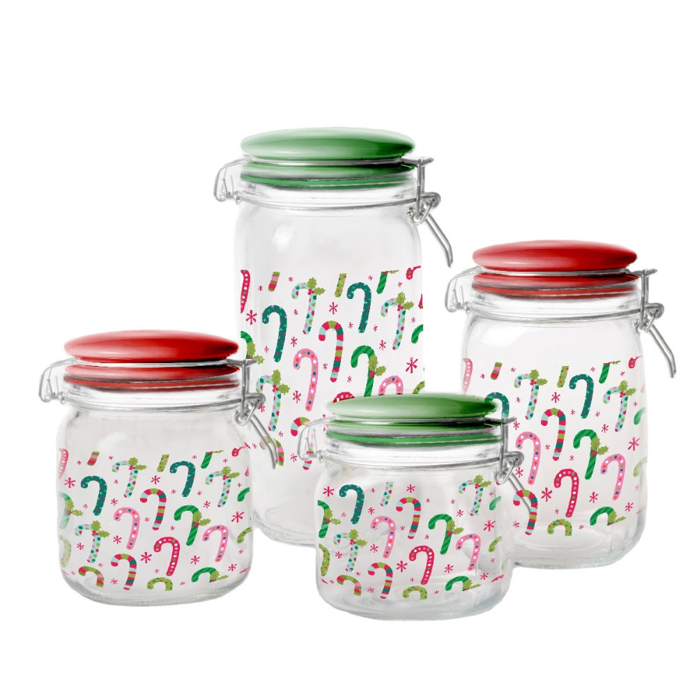 Ceramic Lid Glass Jar Glass Food Storage Canister with Rubber Seal for Kitchen Pantry