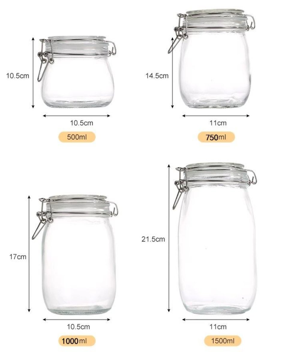Ceramic Lid Glass Jar Glass Food Storage Canister with Rubber Seal for Kitchen Pantry - Image 3