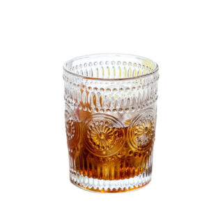 Embossed Glass Tumbler - Retro Cold Drink Cup for Home & Party