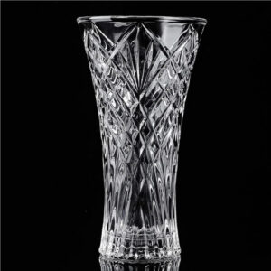Embossed Glass Vase - Textured Clear Glass Flower Vase with Raised Pattern for Home & Living Room Decor