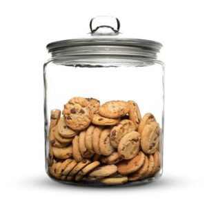 Glass Cookie Jar with Airtight Lid - Clear Glass Storage Canister for Kitchen Counter, Cookies & Candy