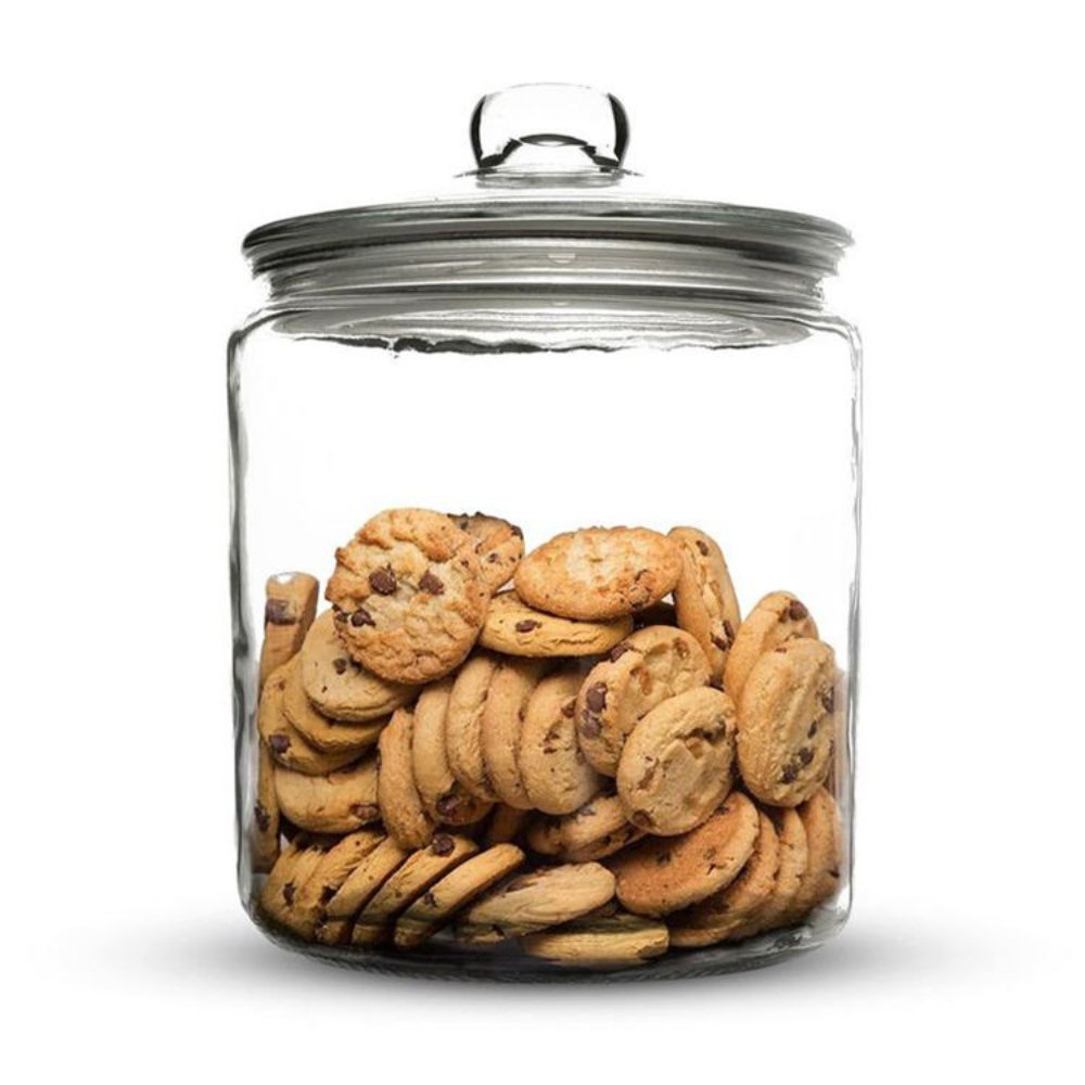 Glass Cookie Jar with Airtight Lid - Clear Glass Storage Canister for Kitchen Counter, Cookies & Candy