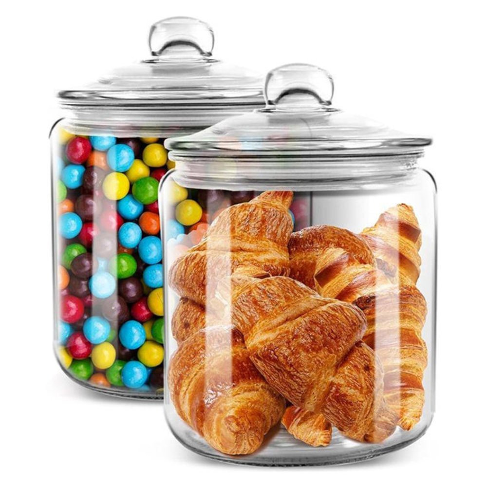 Glass Cookie Jar with Airtight Lid - Clear Glass Storage Canister for Kitchen Counter, Cookies & Candy - Image 5