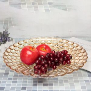 Glass Fruit Bowl - Clear Decorative Pedestal Bowl for Kitchen