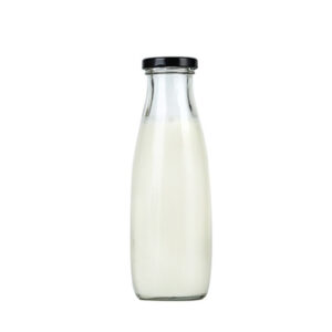 Glass Milk Bottle with Airtight Lid - Clear Reusable Glass Beverage Container for Milk, Juice & Cold Drinks, Home Kitchen Essential