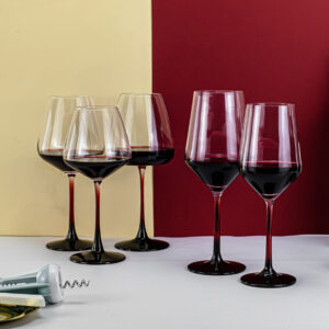Red Wine Glasses - Clear Crystal Goblet Set for Home Bar, Restaurant & Party